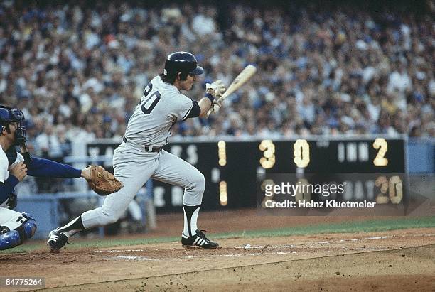World Series: New York Yankees Bucky Dent in action, at bat vs Los Angeles Dodgers. Game 6. Los Angeles, CA CREDIT: Heinz Kluetmeier