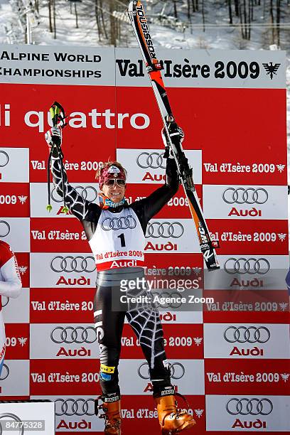 Ted Ligety of the USA takes 3rd Place during the Alpine FIS Ski World Championships. Men's Giant Slalom on February 13, 2009 in Val d'Isere, France.