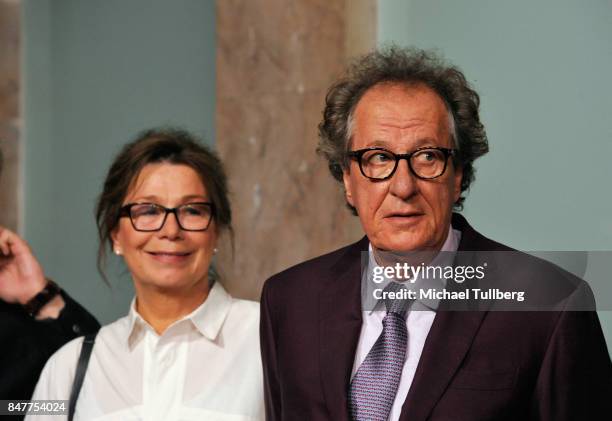 Jane Menalaus and actor Geoffrey Rush attend the Television Academy's honoring of the 2017 Emmy Nominated Performers at Wallis Annenberg Center for...