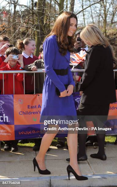 Duchess of Cambridge arrives for her visit to the Treehouse, part of the East Anglia's Children's Hospices, in Ipswich.