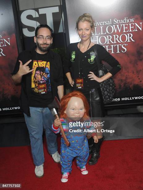 Directors Mike Mendez, Chucky and Axelle Carolyn arrive for the Universal Studios Halloween Horror Nights Opening Night held at Universal Studios...