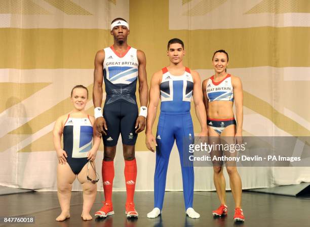 Eleanor Simmonds, Phillips Idowu, Louis Smith and Jessica Ennis pose as Adidas unveil the British Team Kit designed by Stella McCartney during a...