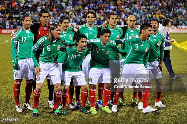 Mexican National Team lines up before the game against USA during a FIFA 2010 World Cup qualifying match in the CONCACAF region on February 11, 2009...