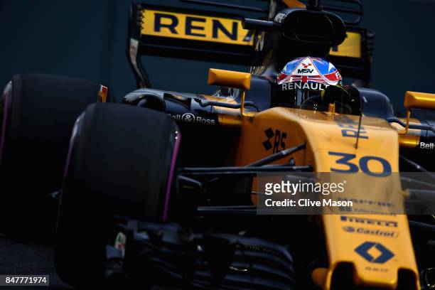 Jolyon Palmer of Great Britain driving the Renault Sport Formula One Team Renault RS17 on track during final practice for the Formula One Grand Prix...