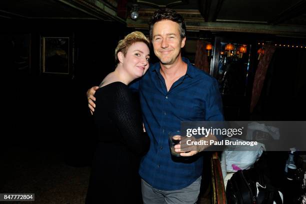 Lena Dunham and Edward Norton attend the Party for the 2nd Anniversary of Lenny at The Jane Hotel on September 15, 2017 in New York City.