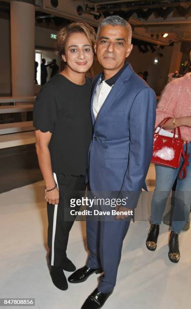Mayor of London Sadiq Khan and Saadiya Khan pose backstage at the Molly Goddard SS18 catwalk show during London Fashion Week September 2017 at BFC...