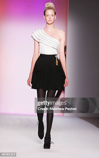 Model walks the runway during Payless at Abaete 2009 Fashion Show at the Mercedes Benz Fashion Week in New York February 13, 2009.