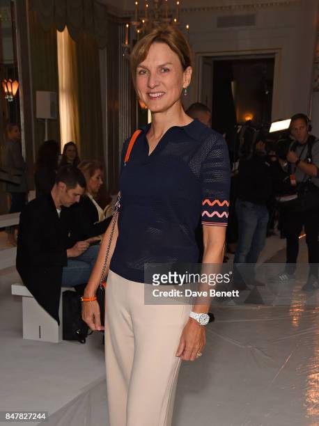 Fiona Bruce attends the Jasper Conran SS18 catwalk show during London Fashion Week September 2017 on September 16, 2017 in London, United Kingdom.