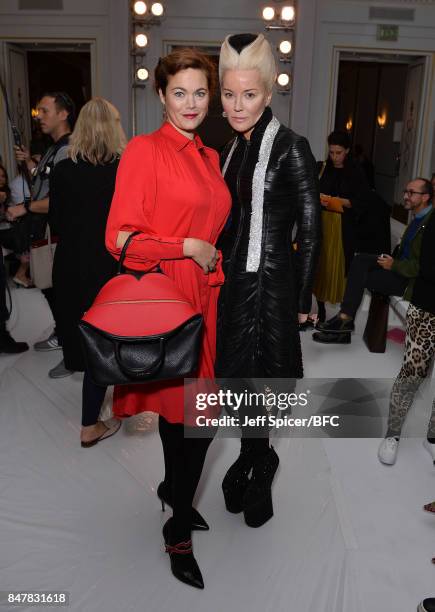 Jasmine Guinness and Daphne Guinness attend the Jasper Conran show during London Fashion Week September 2017 on September 16, 2017 in London, England.