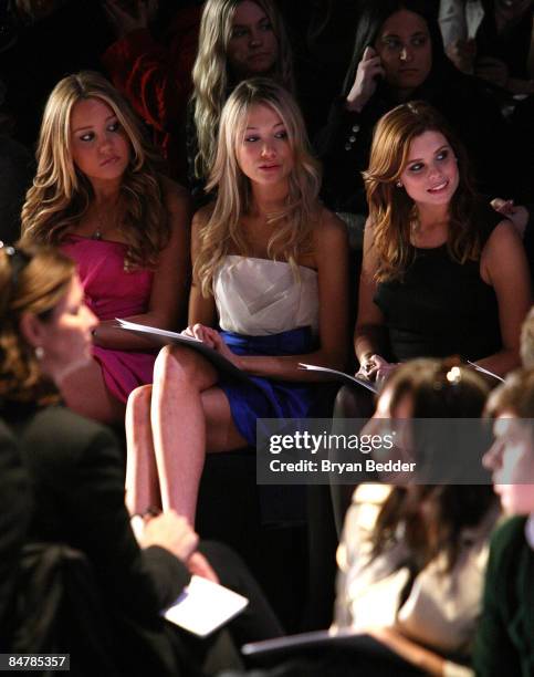 Amanda Bynes, Katrina Bowden and Joanna Garcia attend the BCBGMaxAzria Falll 2009 fashion show during Mercedes-Benz Fashion Week at The Tent in...