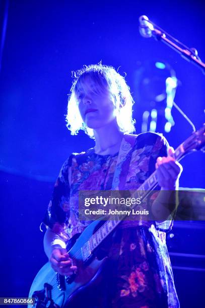 Jenny Lee Lindberg of Warpaint opens the show during Depeche Mode's Global Spirit Tour at American Airlines Arena on September 15, 2017 in Miami,...