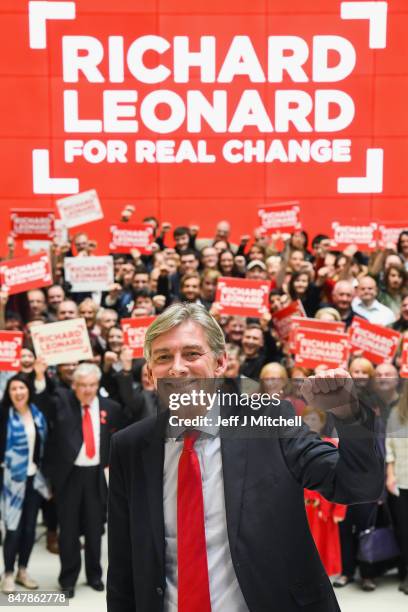 Richard Leonard MSP launches his campaign for the Scottish Labour Party leadership at City of Glasgow College on September 16, 2017 in Glasgow,...