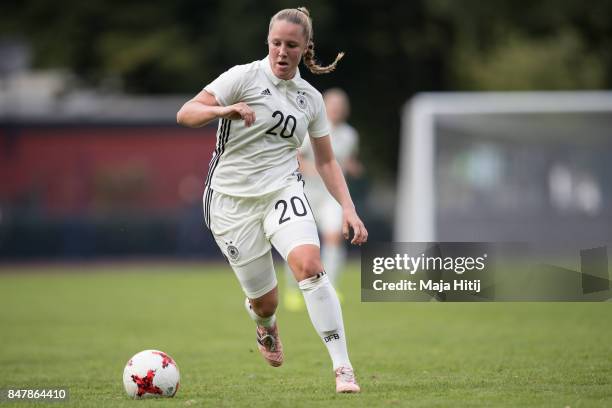 Vanessa Ziegler of Germany controls the ball during the U19 Women's Germany and U19 Women's Montenegro - UEFA Under19 Women's Euro Qualifier Match on...