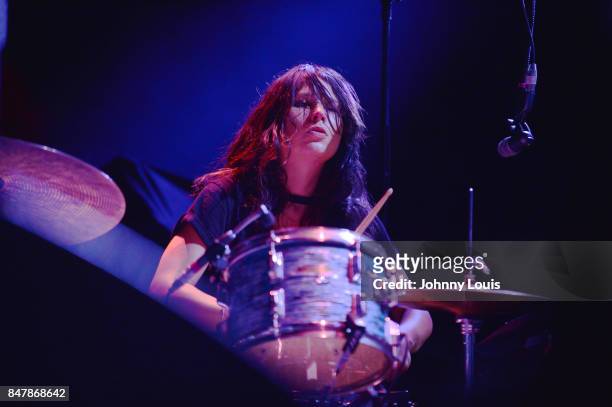 Stella Mozgawa of Warpaint opens the show during Depeche Mode's Global Spirit Tour at American Airlines Arena on September 15, 2017 in Miami, Florida.