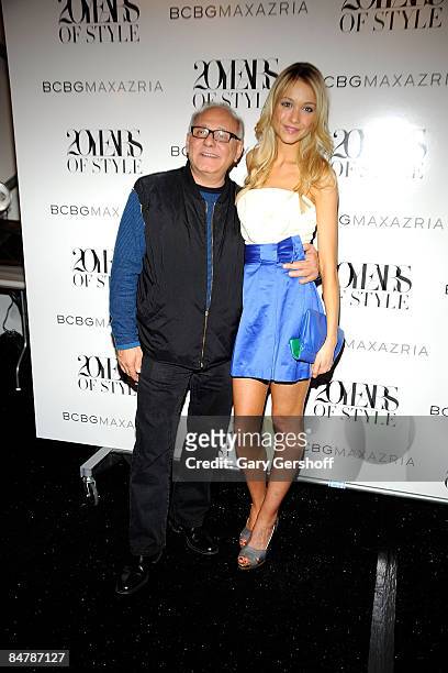 Designer Max Azria and actress Katrina Bowden attend BCBG Max Azria Fall 2009 backstage during Mercedes-Benz Fashion Week at The Tent in Bryant Park...