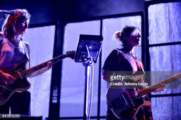 Emily Kokal and Jenny Lee Lindberg of Warpaint opens the show during Depeche Mode's Global Spirit Tour at American Airlines Arena on September 15,...
