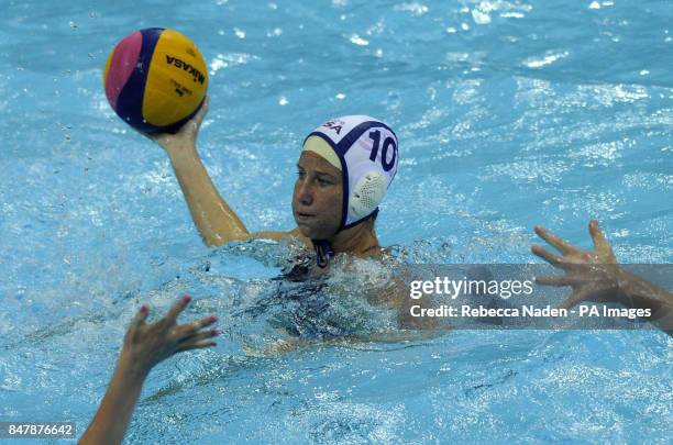 S Kelly Rulon in action during the London 2012 Test at the Water Polo Arena, London.
