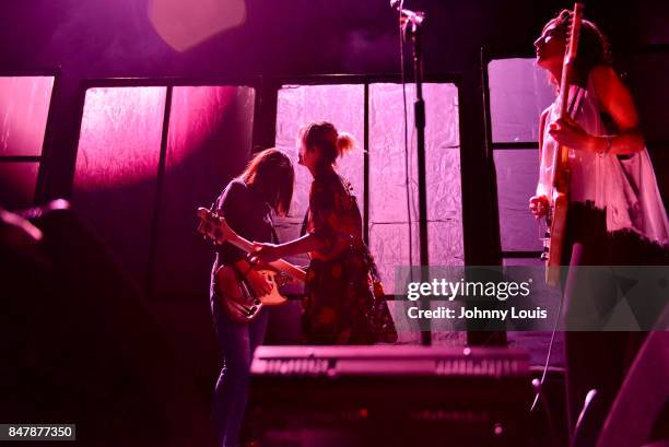 Theresa Wayman, Emily Kokal and Jenny Lee Lindberg of Warpaint opens the show during Depeche Mode's Global Spirit Tour at American Airlines Arena on...