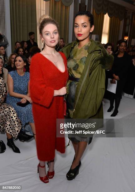 Nell Hudson and Georgina Campbell attend the Jasper Conran show during London Fashion Week September 2017 on September 16, 2017 in London, England.
