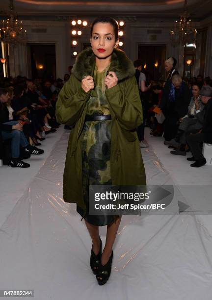 Georgina Campbell attends the Jasper Conran show during London Fashion Week September 2017 on September 16, 2017 in London, England.
