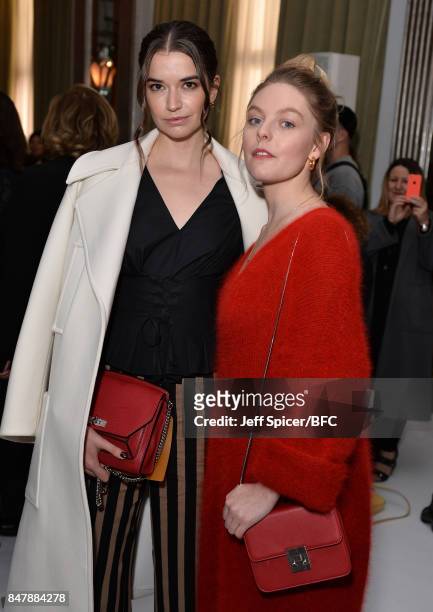 Margaret Clooney and Nell Hudson attend the Jasper Conran show during London Fashion Week September 2017 on September 16, 2017 in London, England.