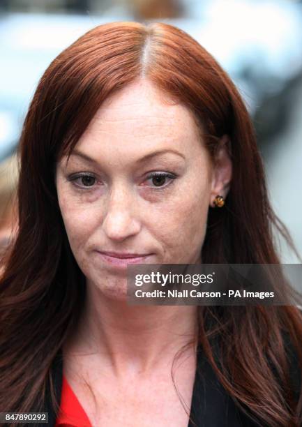 Jean Noctor reads a statement outside the Department of Heath after a meeting with Chief Medical Officer Dr Tony Holohan today.