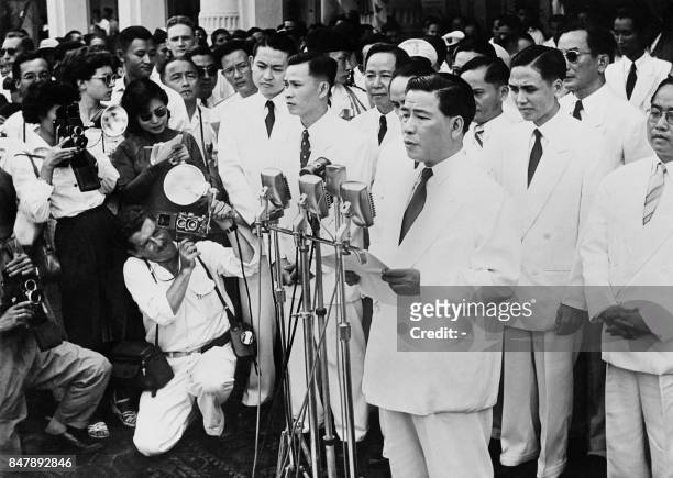 Prime minister Ngo Dinh Diem proclaimes the formation of the Republic of Vietnam, on October 10, 1955 in Saigon.