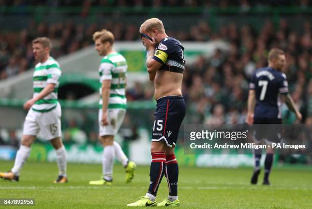 Ross County's Andrew Davies stands dejected during the Ladbrokes Scottish Premiership match at Celtic Park, Glasgow.