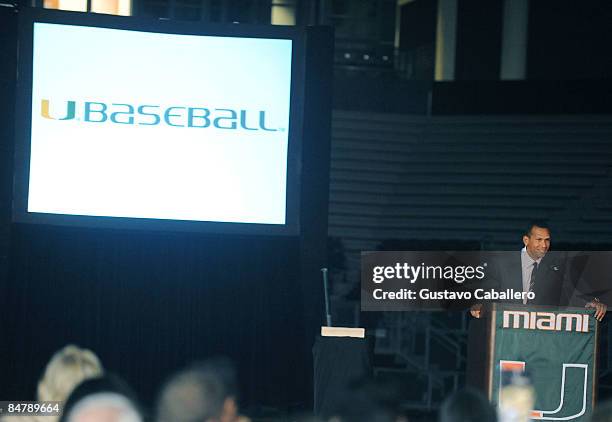 Alex Rodriguez attends the dedication ceremony for Alex Rodriguez Park at the University of Miami on February 13, 2009 in Coral Gables, Florida