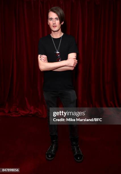 Fashion designer Gareth Pugh attends his show at the BFI IMAX during London Fashion Week September 2017 on September 16, 2017 in London, England.