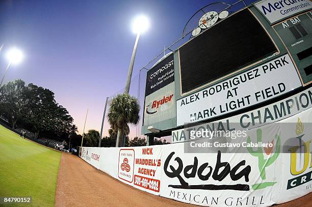 General views of the dedication ceremony for Alex Rodriguez Park at University Of Miami on February 13, 2009 in Coral Gables, Florida