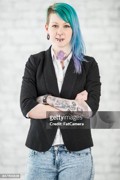 punk woman - septum stock pictures, royalty-free photos & images