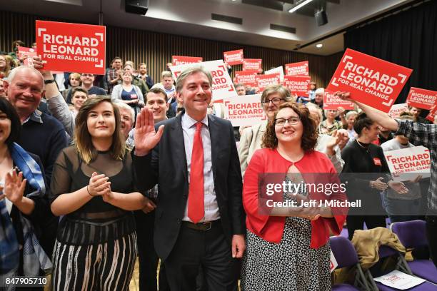 Richard Leonard MSP launches his campaign for the Scottish Labour Party leadership at City of Glasgow College on September 16, 2017 in Glasgow,...