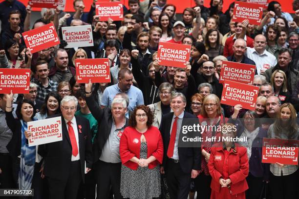 Richard Leonard MSP launches his campaign for the Scottish Labour Party leadership at City of Glasgow College on September 16, 2017 in Glasgow,...