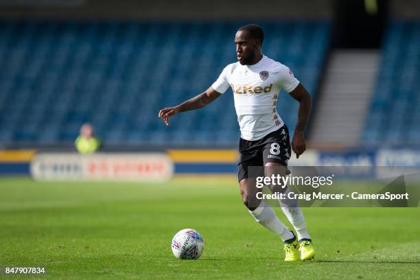 Leeds United's Vurnon Anita in action during the Sky Bet Championship match between Millwall and Leeds United at The Den on September 16, 2017 in...