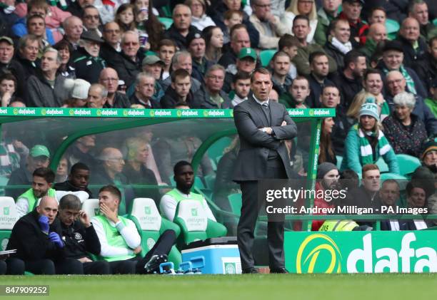 Celtic manager Brendan Rodgers during the Ladbrokes Scottish Premiership match at Celtic Park, Glasgow.