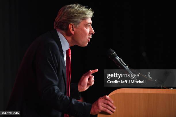 Richard Leonard MSP launches his campaign for the Scottish Labour Party leadership at City of Glasgow College on September 16, 2017 in Glasgow,...