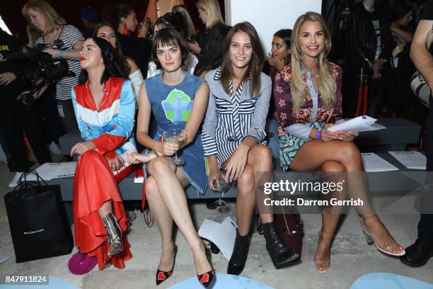 Elizabeth Ilsley, Sam Rollinson, Charlotte Wiggins and Vogue Williams attend the House of Holland show during London Fashion Week September 2017 on...