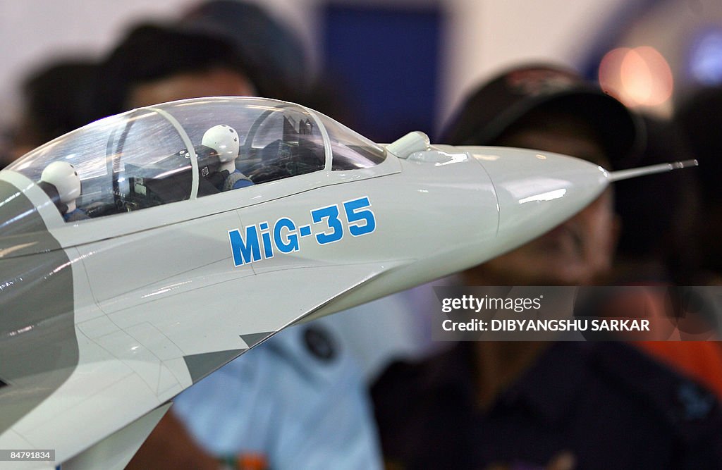 The cockpit of a scale-model Russian MiG