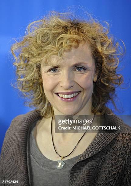 German actress Juliane Koehler poses during a photocall for the film "Eden à l'Ouest" by French director Costa-Gavras and presented out of...