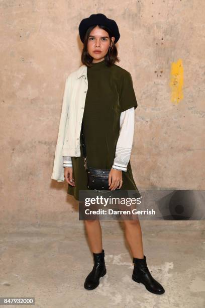 Sarah Halpin attends the House of Holland show during London Fashion Week September 2017 on September 16, 2017 in London, England.