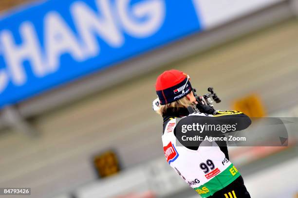Magdalena of Germany takes 8th place during the IBU Biathlon World Championships Womens Sprint event on February 14, 2009 in Pyeong Chang, Korea.