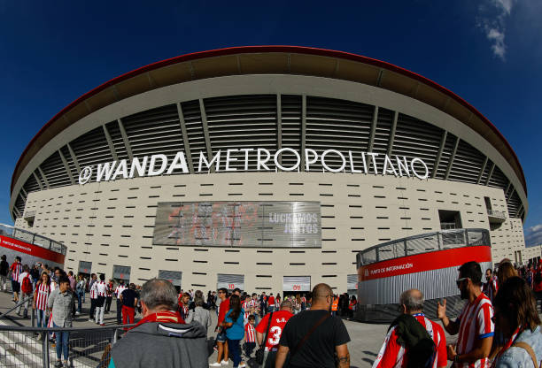 People arrive at the new Wanda Metropolitano stadium that will acquire Miami Dolphins owner Stephen Ross.