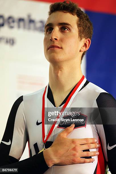 Taylor Phinney of the USA, winner of the Men's 1km TT during day two of the UCI Track World Cup V on February 14, 2009 in Copenhagen, Denmark.