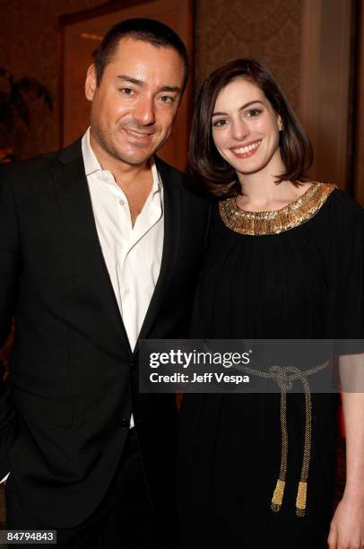 Glamour West Coast Editor James Patrick Herman and actress Anne Hathway attend the V-Day LA Luncheon honoring Dr. Denis Mukwege held on February 13,...
