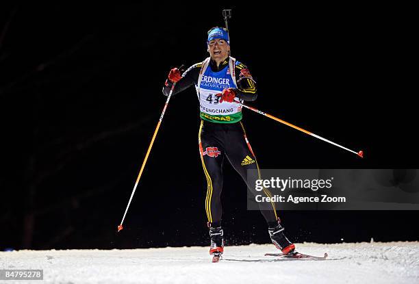 Michael Greis of Germany takes 7th place during the IBU Biathlon World Championships Mens Sprint event on February 14, 2009 in Pyeong Chang, Korea.
