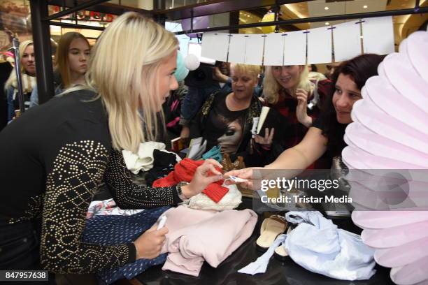 German actress Valentina Pahde during the 'Charity Promi Flohmarkt' at Mall of Berlin shopping mall on September 16, 2017 in Berlin, Germany.
