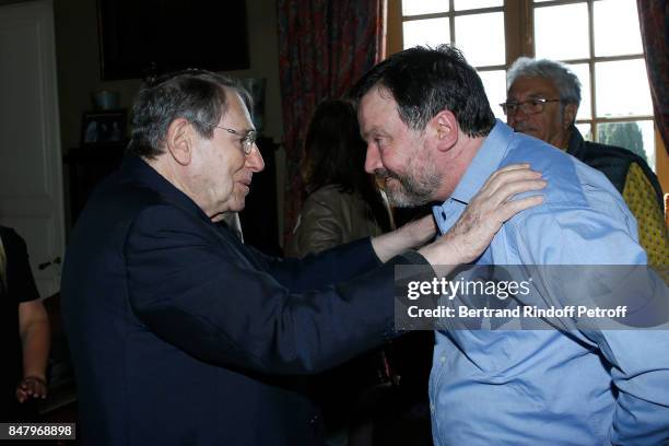 Robert Hossein and Bruno Finck attend the Garden Party organized by Bruno Finck, companion of Jean-Claude Brialy, at Chateau De Monthyon on September...