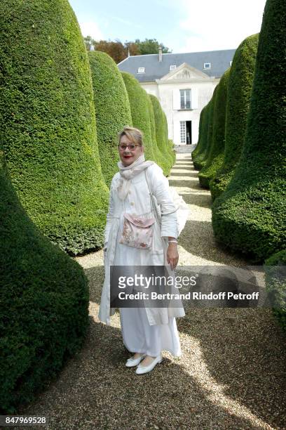 Wardrobe Pascale Bordet attends the Garden Party organized by Bruno Finck, companion of Jean-Claude Brialy, at Chateau De Monthyon on September 16,...