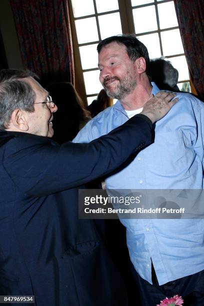 Robert Hossein and Bruno Finck attend the Garden Party organized by Bruno Finck, companion of Jean-Claude Brialy, at Chateau De Monthyon on September...